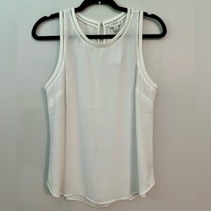 NWT J CREW Top Womens 6 Ivory Sleeveless Ladder Trim Lightweight